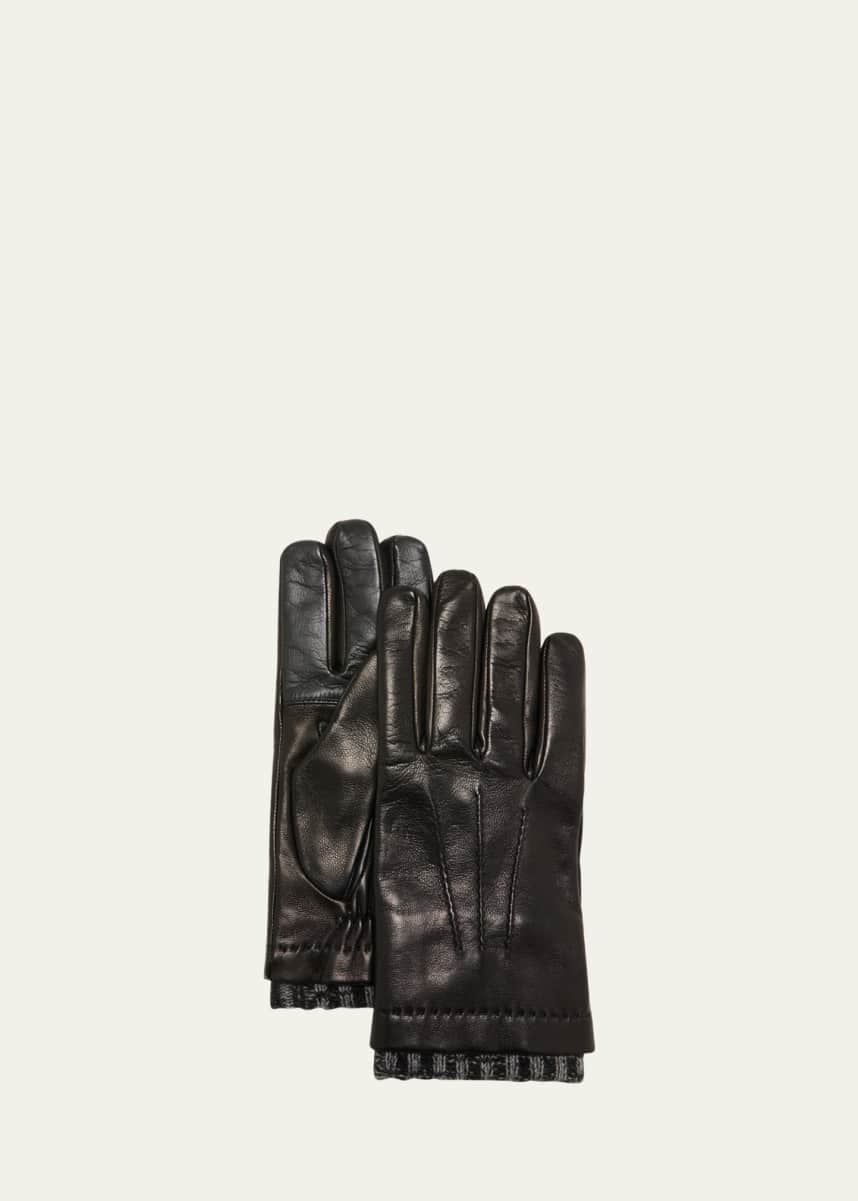 Bergdorf Goodman Men's Cashmere-Lined Napa Leather Gloves