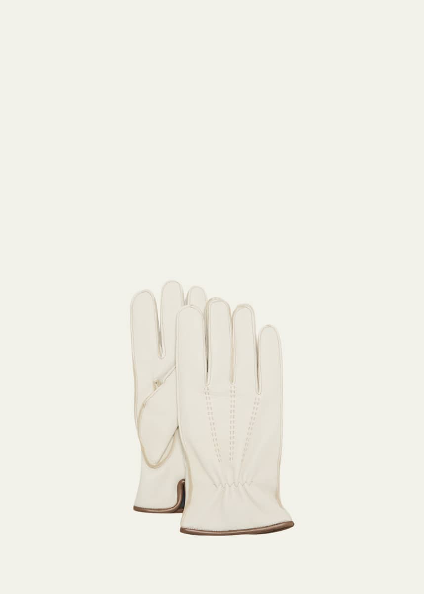 Bergdorf Goodman Men's Cashmere-Lined Deerskin Leather Gloves