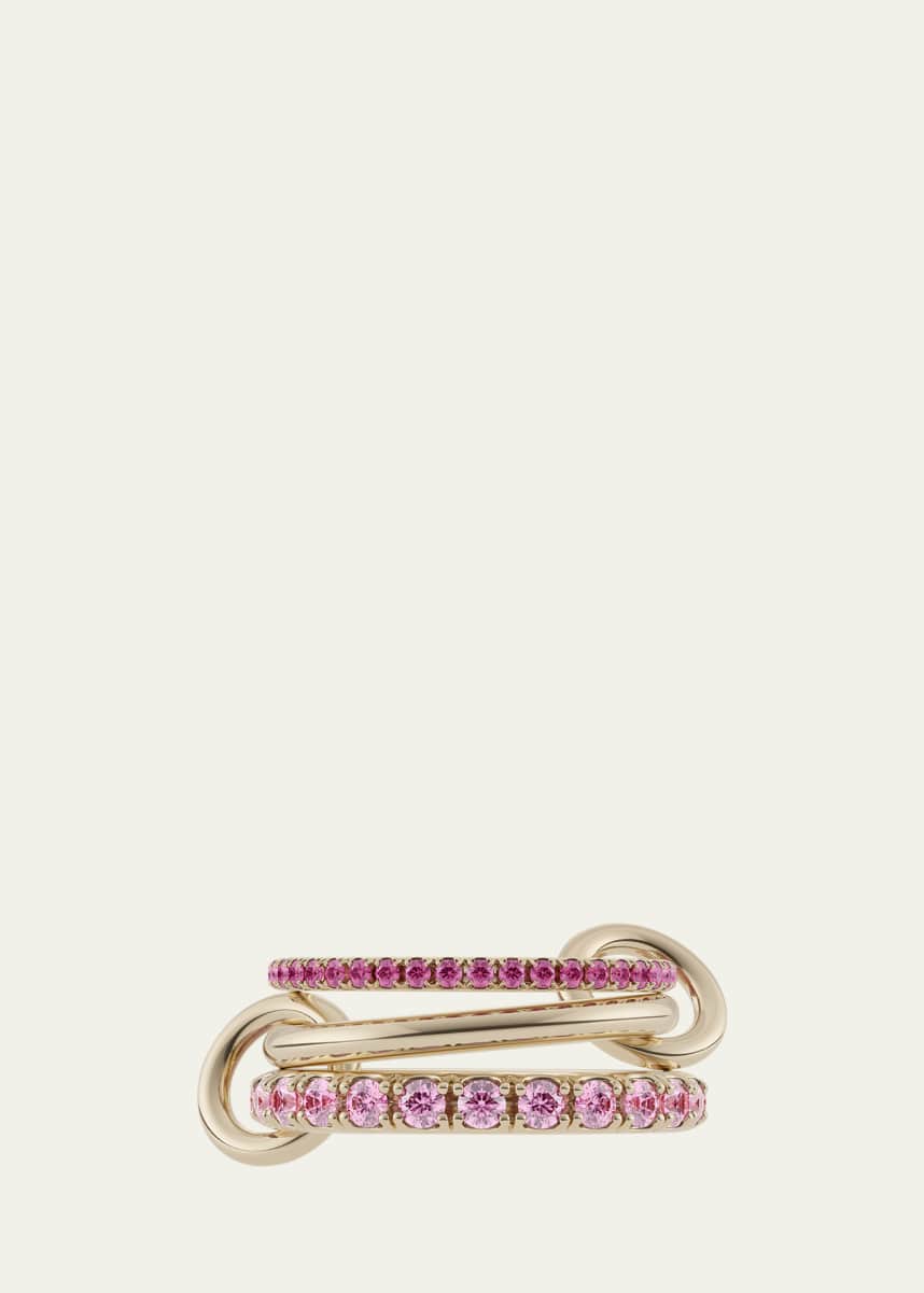 Spinelli Kilcollin 18K Yellow Gold Norah Rose 3 Linked Ring with Dark and Light Pink Sapphires and 2 Connectors