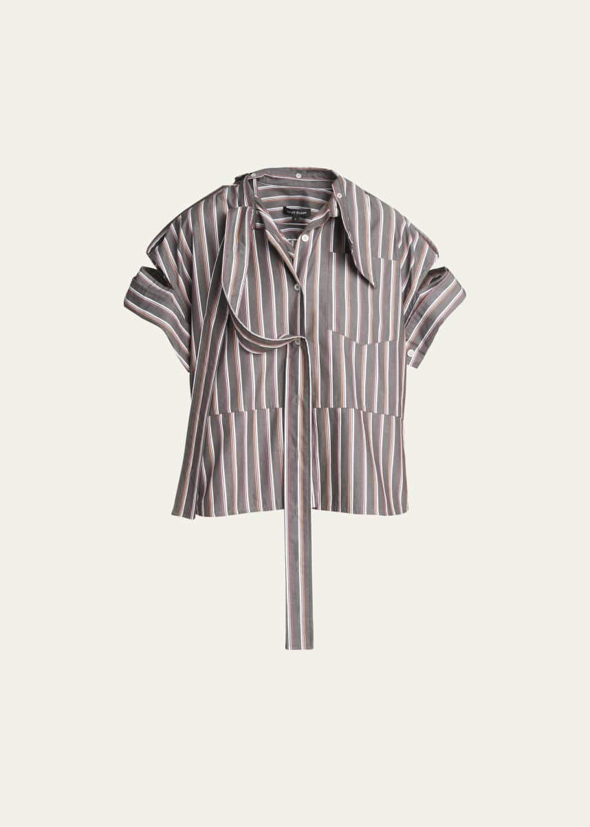 MERYLL ROGGE Stripe Deconstructed Short-Sleeve Shirt