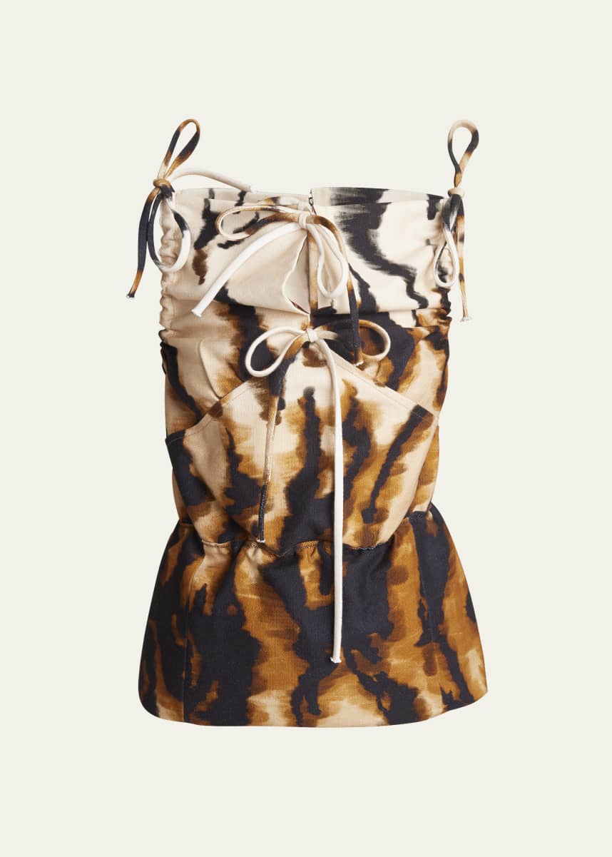 MERYLL ROGGE Printed Backless Cutoff Dress Top with Ties