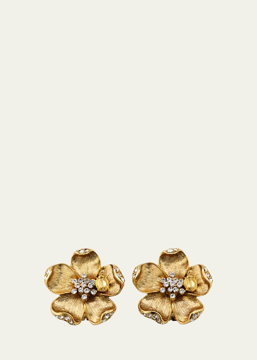 Oscar de la Renta Ladybug Flower Earrings