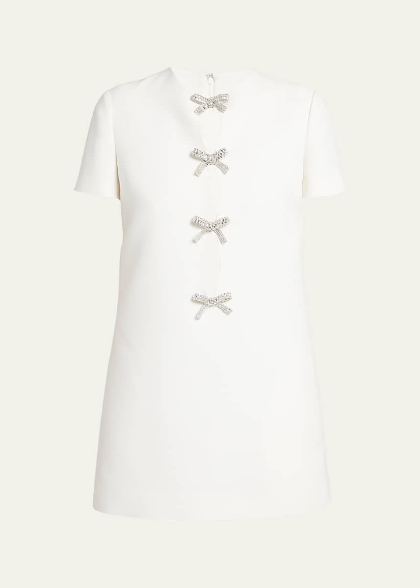 Valentino Garavani Crystal Bow Keyhole Cutout Mini Dress