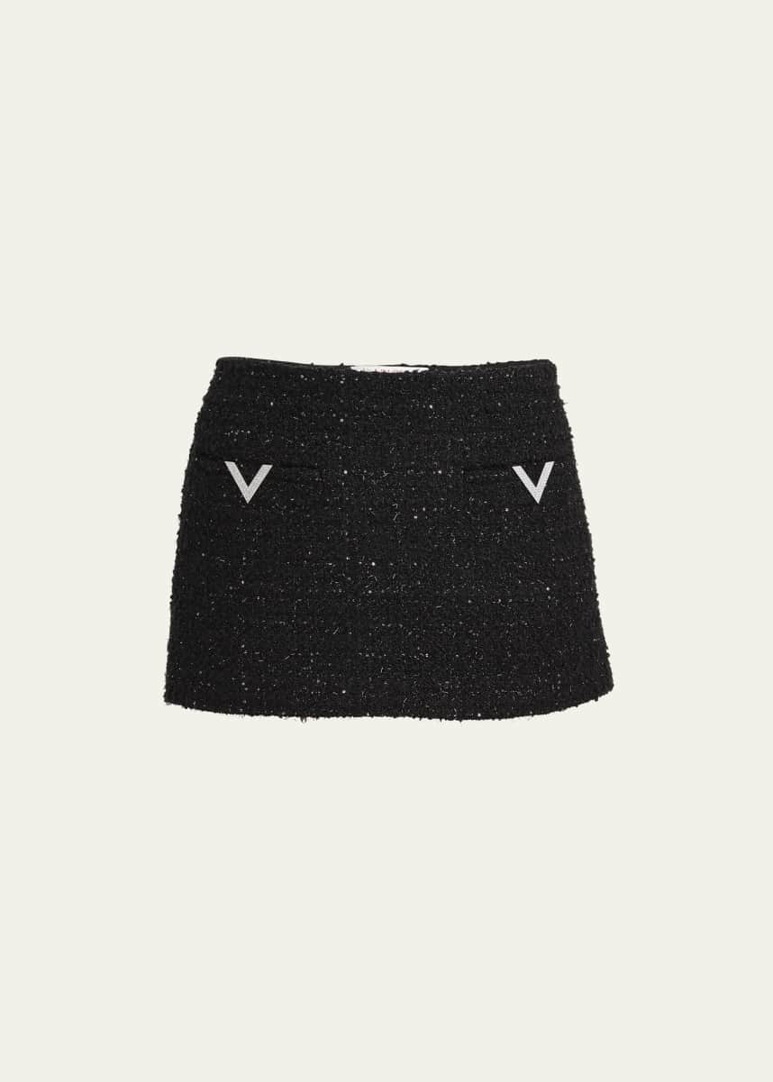 Valentino Garavani V-Logo Metallic Tweed Mini Skirt