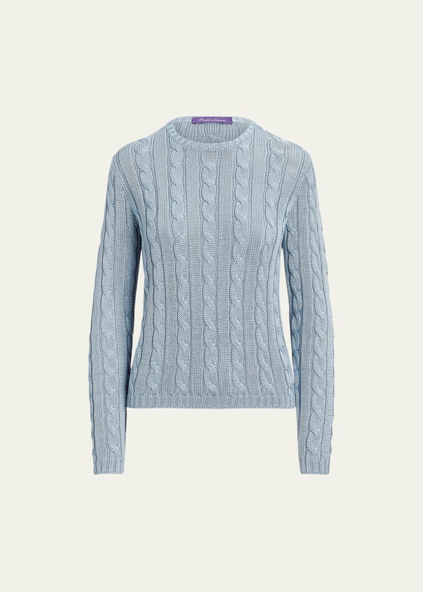 Ralph Lauren Collection High Shine Silk Cable-Knit Sweater