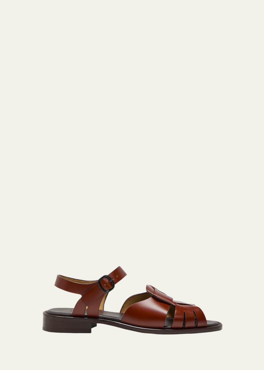 HEREU Ancora Ankle-Strap Leather Sandals