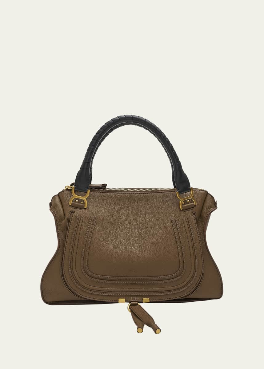 Chloe Marcie Large Double Carry Satchel Bag in Suede