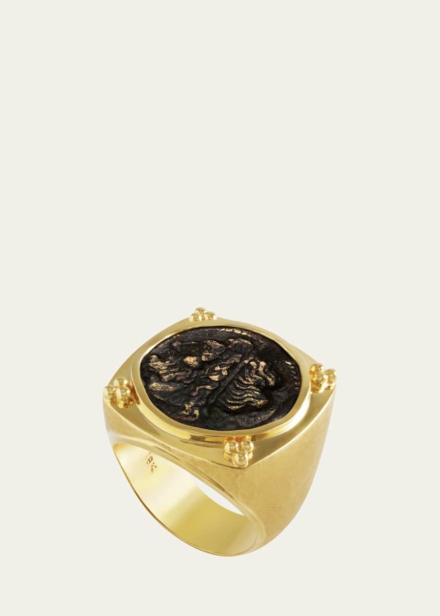 Jorge Adeler Men's 18K Yellow Gold Authentic Neptune Coin Ring