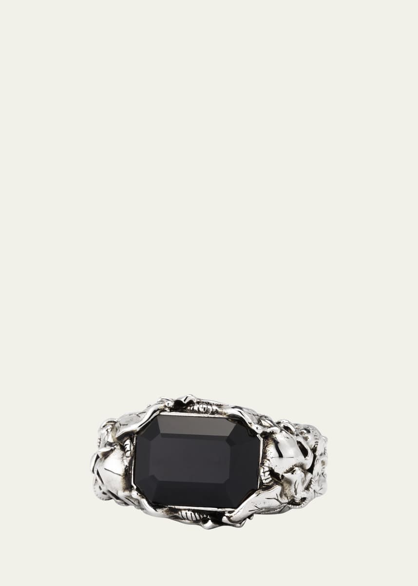Alexander McQueen Men's Black Swarovski Crystal Ivy Skull Ring