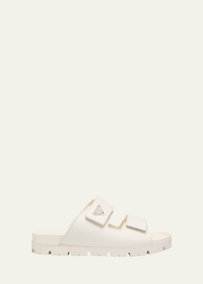 Prada Men's Fussbett Leather Dual-Grip Slide Sandals