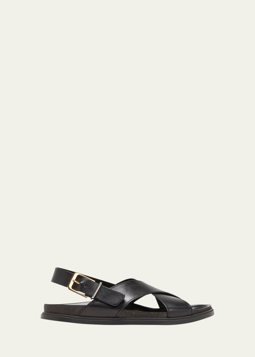 THE ROW Leather Crisscross Slingback Sandals