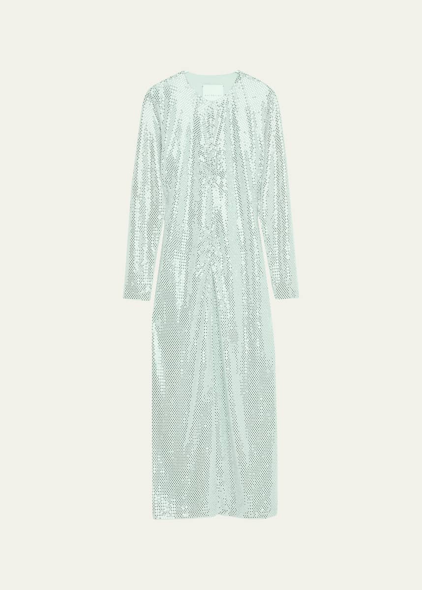 Markarian Mirage Confetti Dot Long-Sleeve Midi Dress