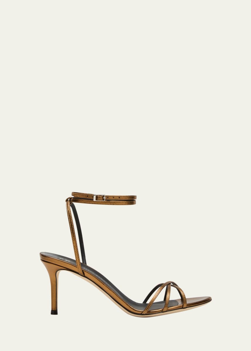 Giuseppe Zanotti Metallic Leather Ankle-Strap Sandals