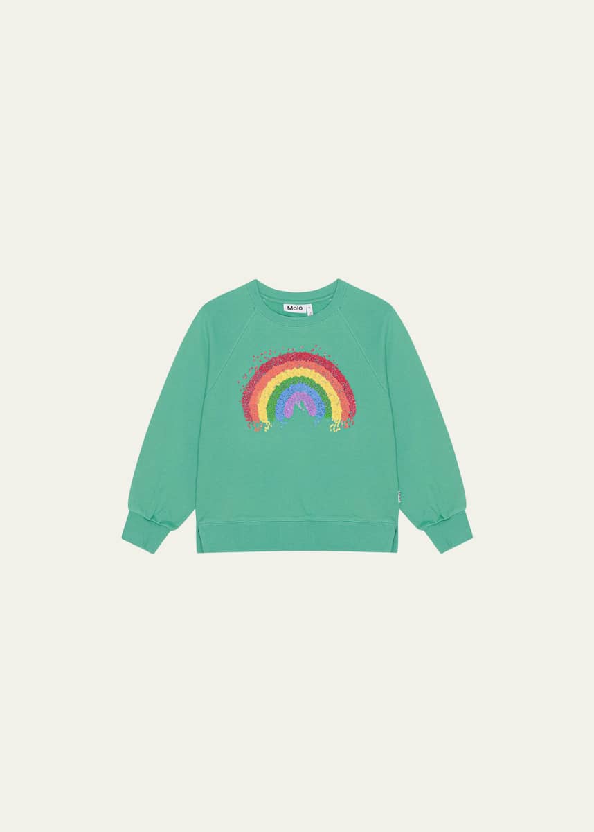 Molo Girl's Marilee Rainbow-Print Sweatshirt, Size 3-6