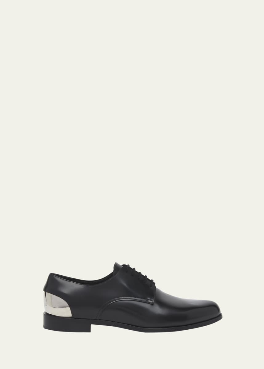 Alexander McQueen Men's Leather Metal-Heel Derby Shoes