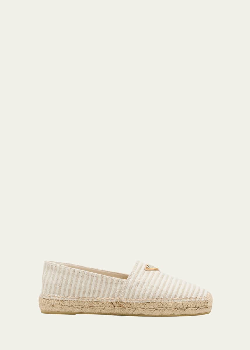 Prada Stripe Cotton Espadrille Loafers