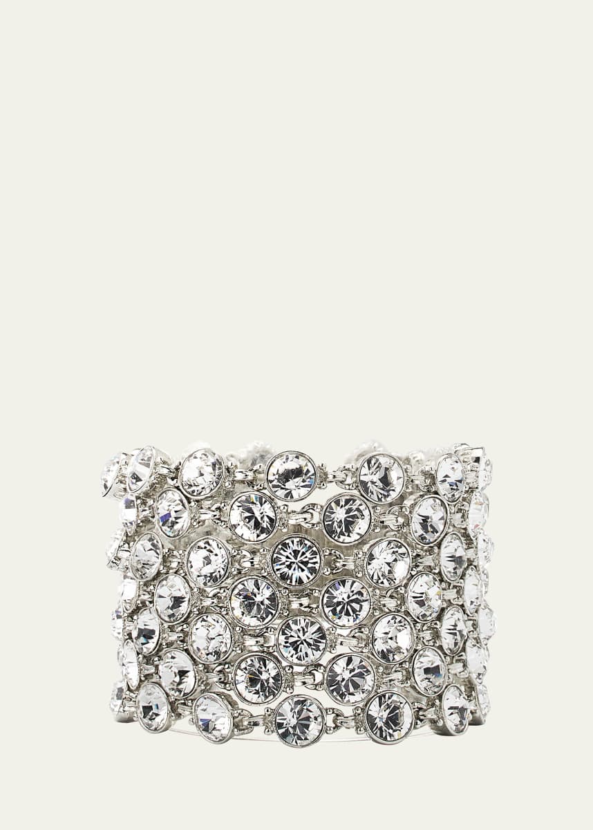 Ben-Amun Wide Silver Crystal Bracelet