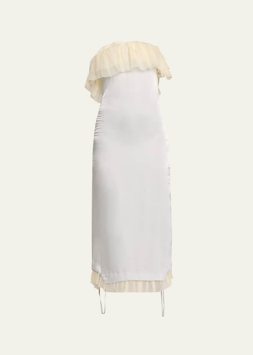Off-White Strapless Fluid Upside-Down Midi Dress