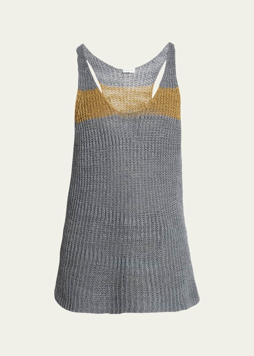 Dries Van Noten Men's Loose Striped Linen Knit Tank Top