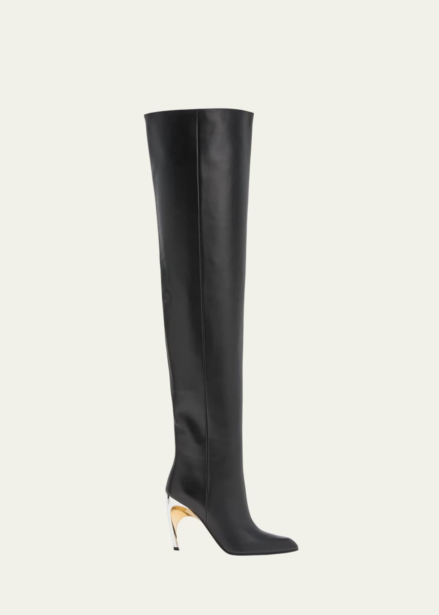 Alexander McQueen Knee-High Leather Stiletto Boots