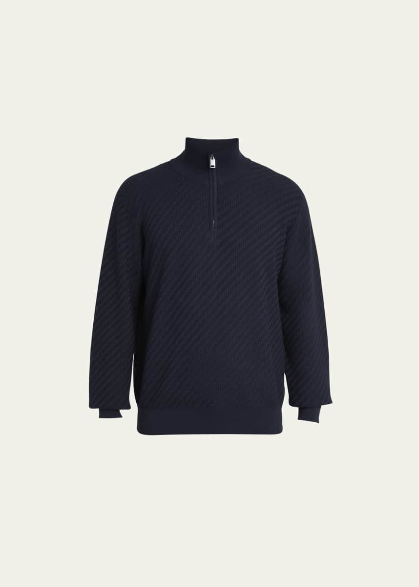 Brioni Men's Cotton-Silk Blend Quarter-Zip Sweater
