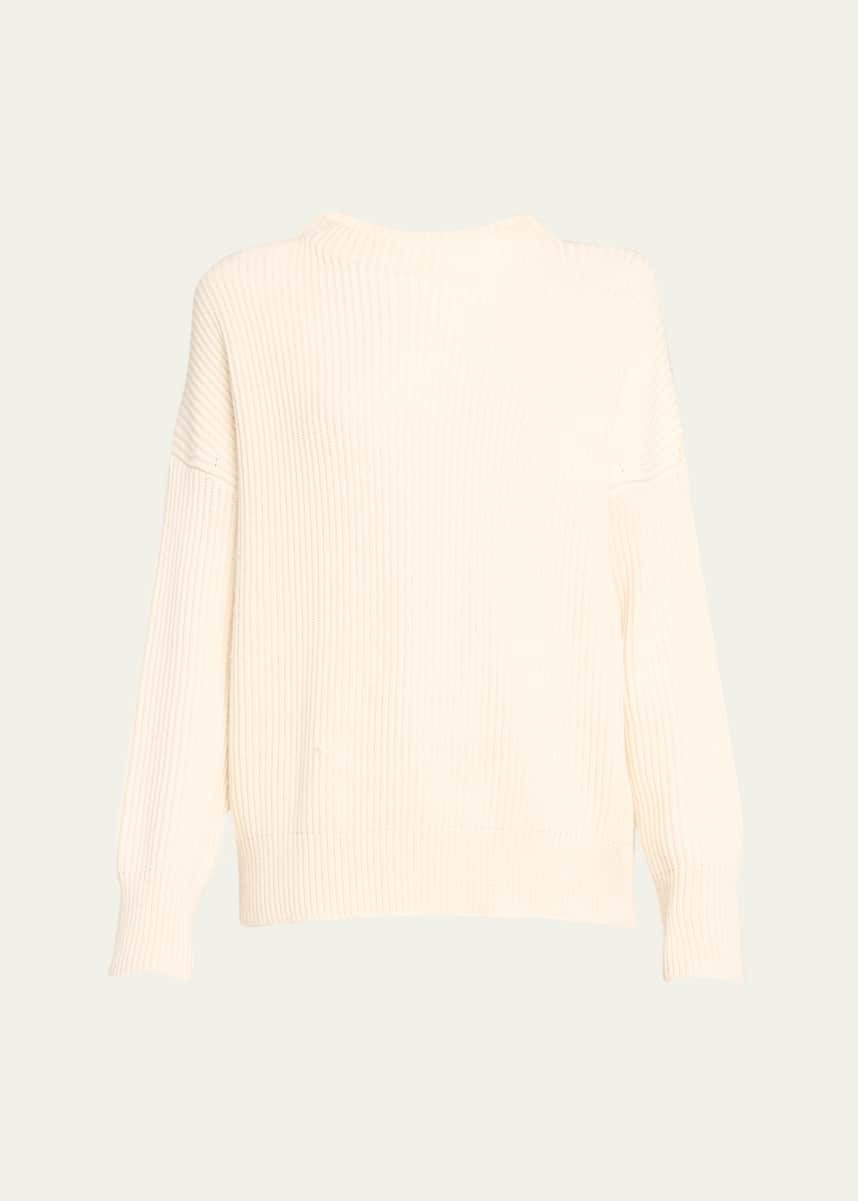 Vince Ribbed Funnel-Neck Cotton Cashmere Sweater