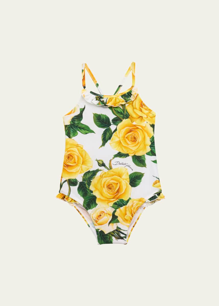 Dolce&Gabbana Girl's Flowering One-Piece Swimsuit, Size Newborn-30M