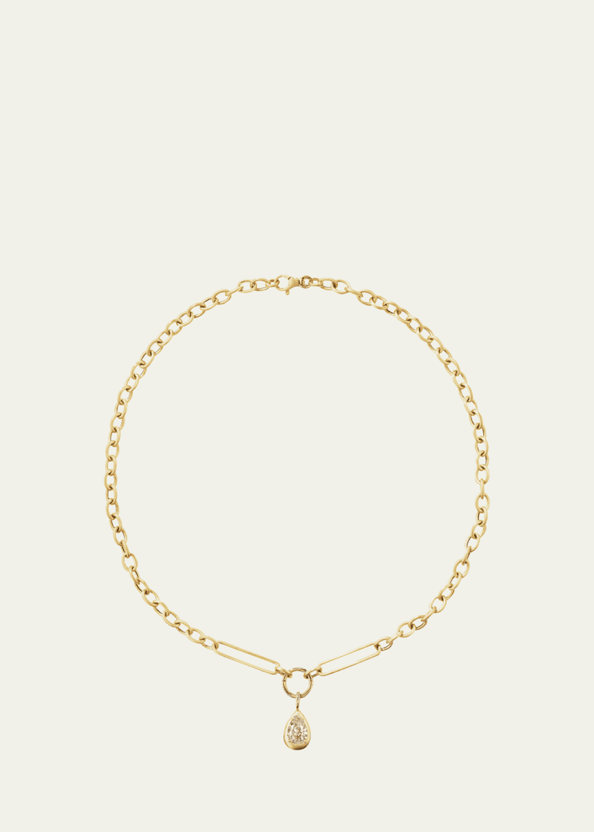 Aaryah 18K Yellow Diamond Pear Drop and Chain Link Necklace
