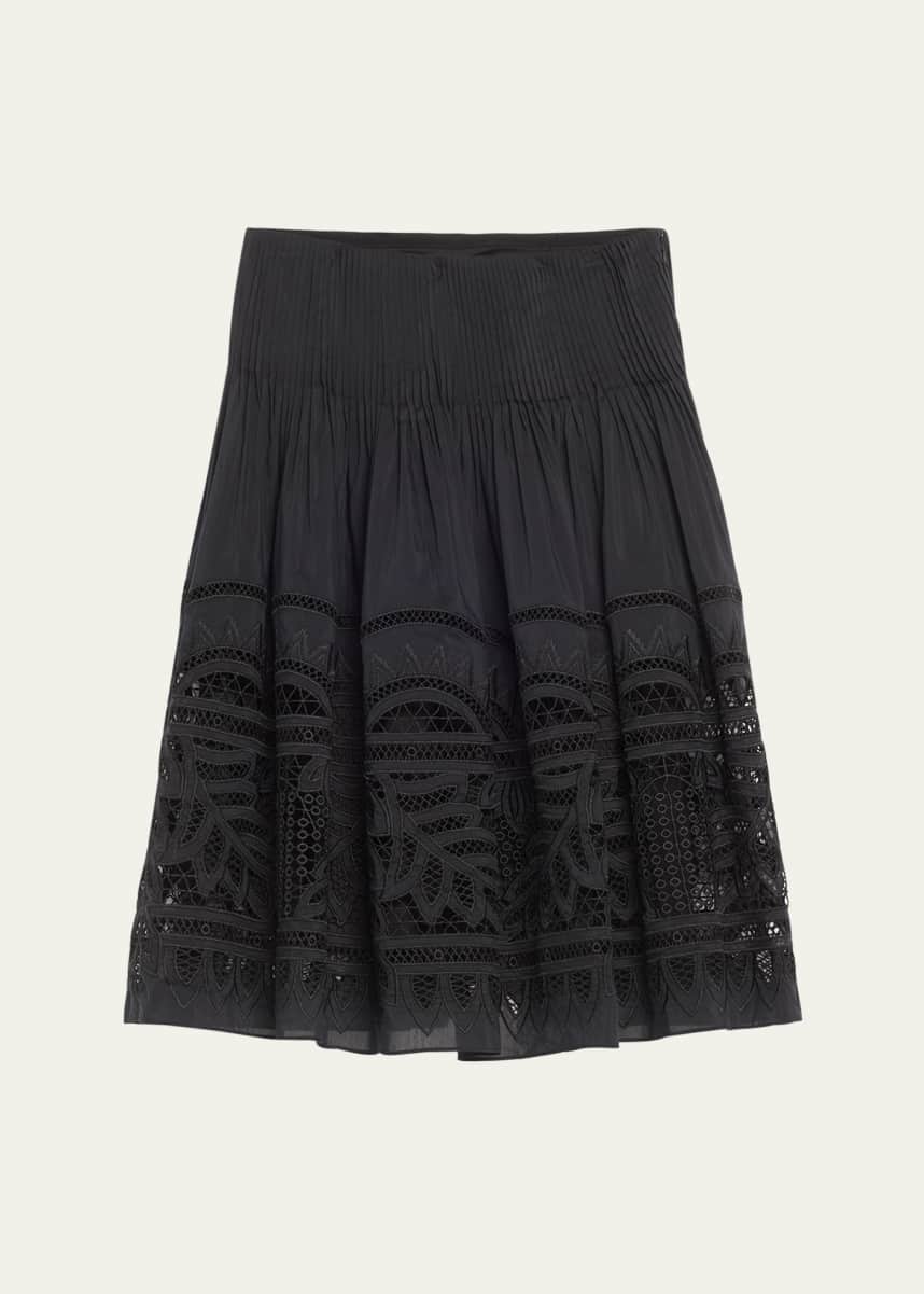 Kobi Halperin Tayla Pleated Embroidered Midi Skirt