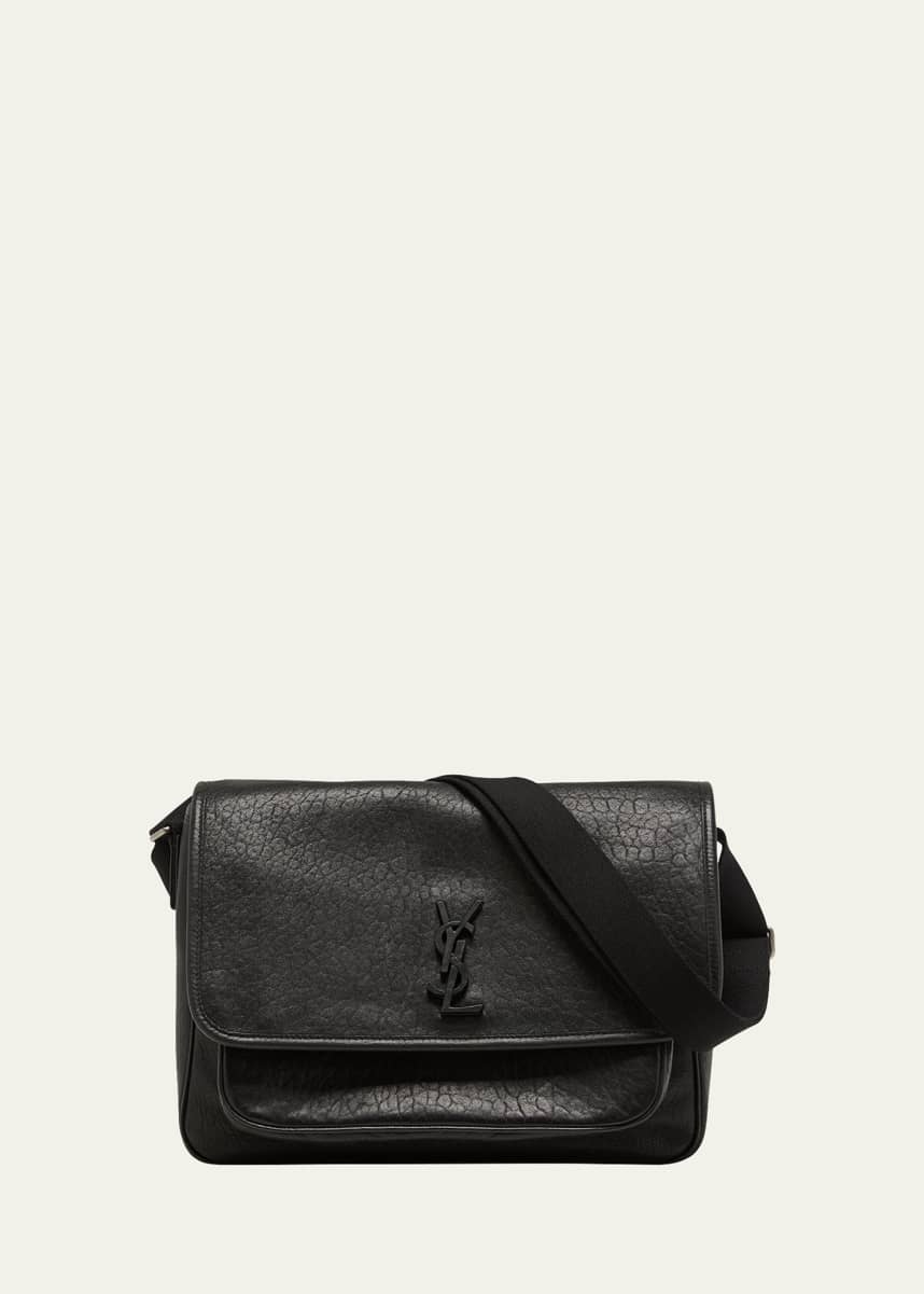 Saint Laurent Men's Niki YSL Messenger Bag in Grained Leather