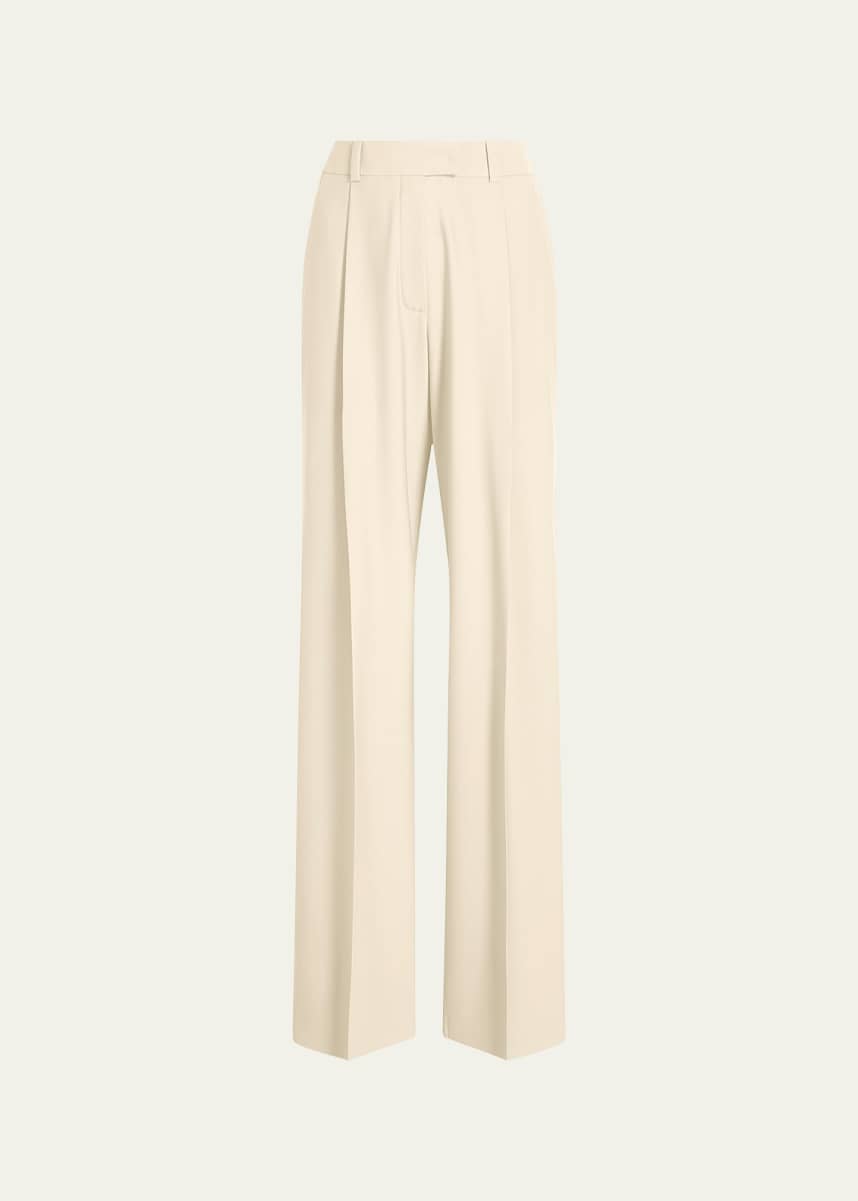Another Tomorrow Pleated Wide-Leg Wool Pants