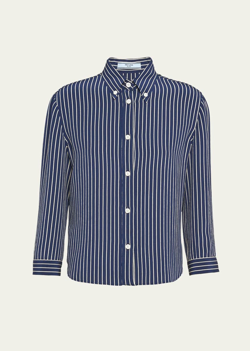 Prada Marocain Stripe Button Down Shirt