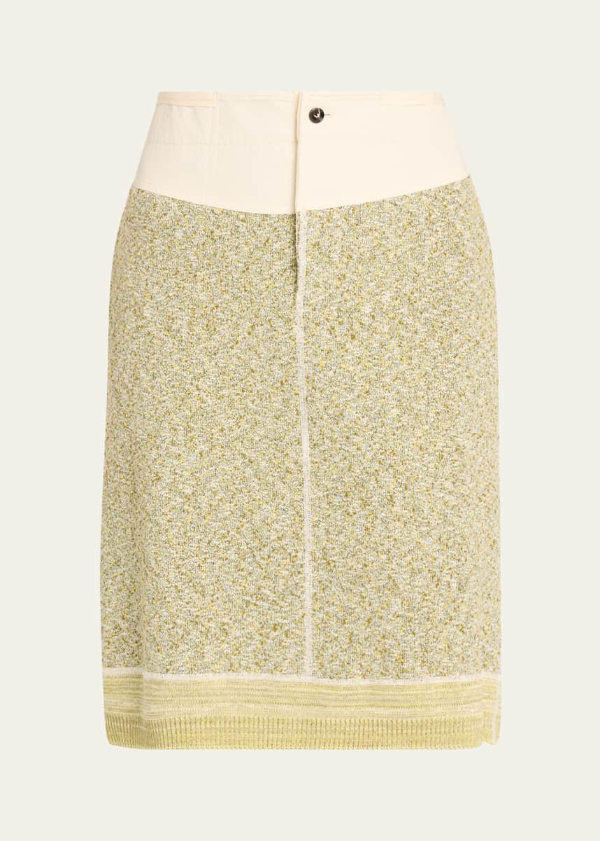 Bottega Veneta Knotted Mouline Cotton Jersey Midi Skirt