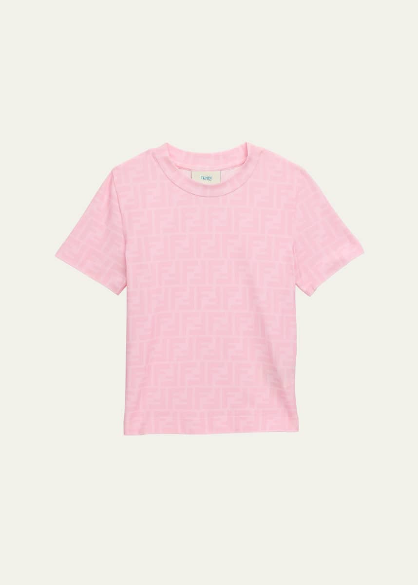 Fendi Girl's FF Allover Pattern Short-Sleeve Tee, Size 3-6
