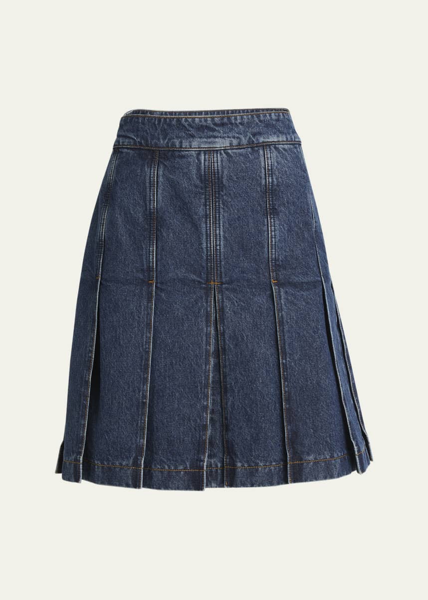 Ferragamo Denim Pleated Mini Skirt