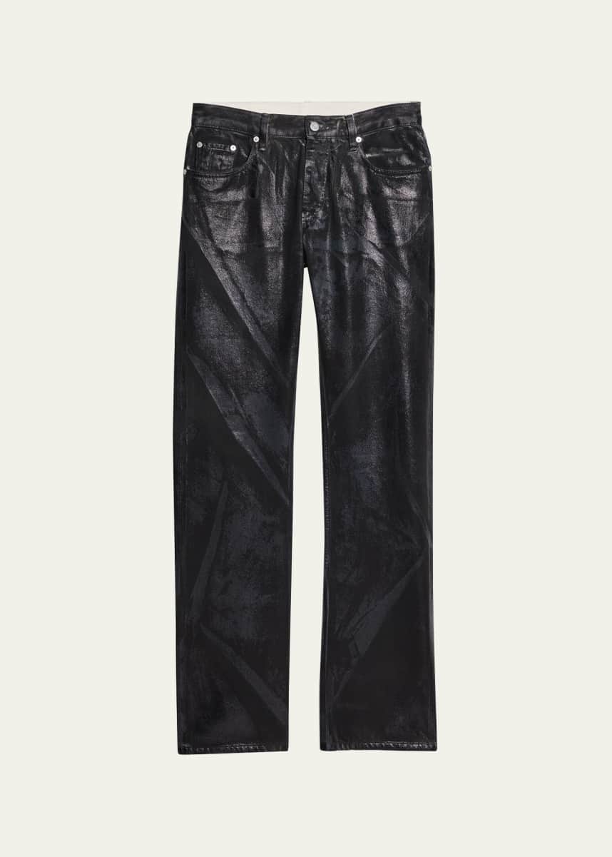 Helmut Lang Men's Low-Rise Metallic Foil Denim Relaxed-Leg Jeans