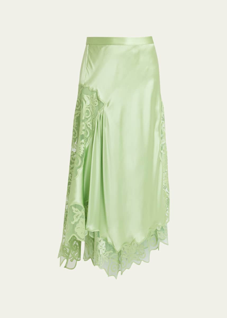 Ulla Johnson Cressida Sheer Floral Silk Scalloped Midi Skirt