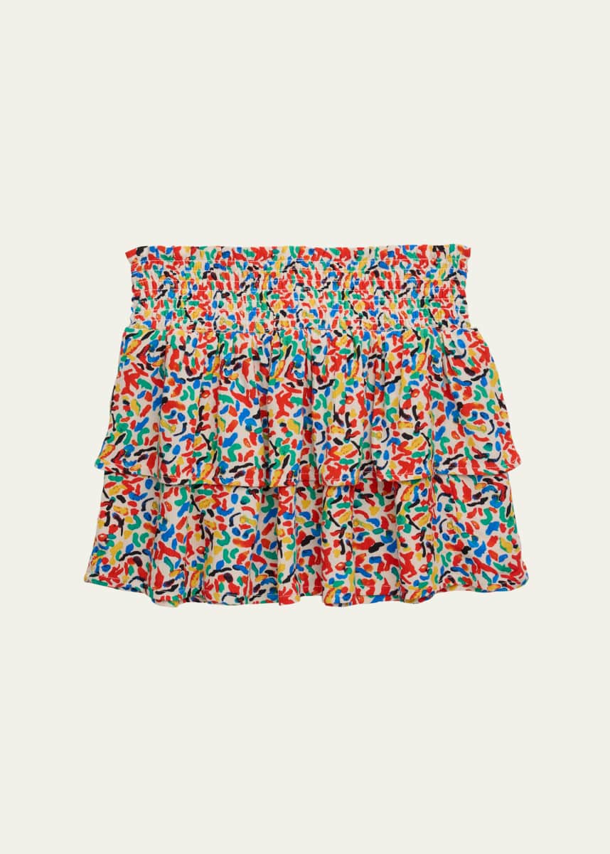 Bobo Choses Girl's Confetti Multicolor Tiered Ruffle Mini Skirt, Size 2-13