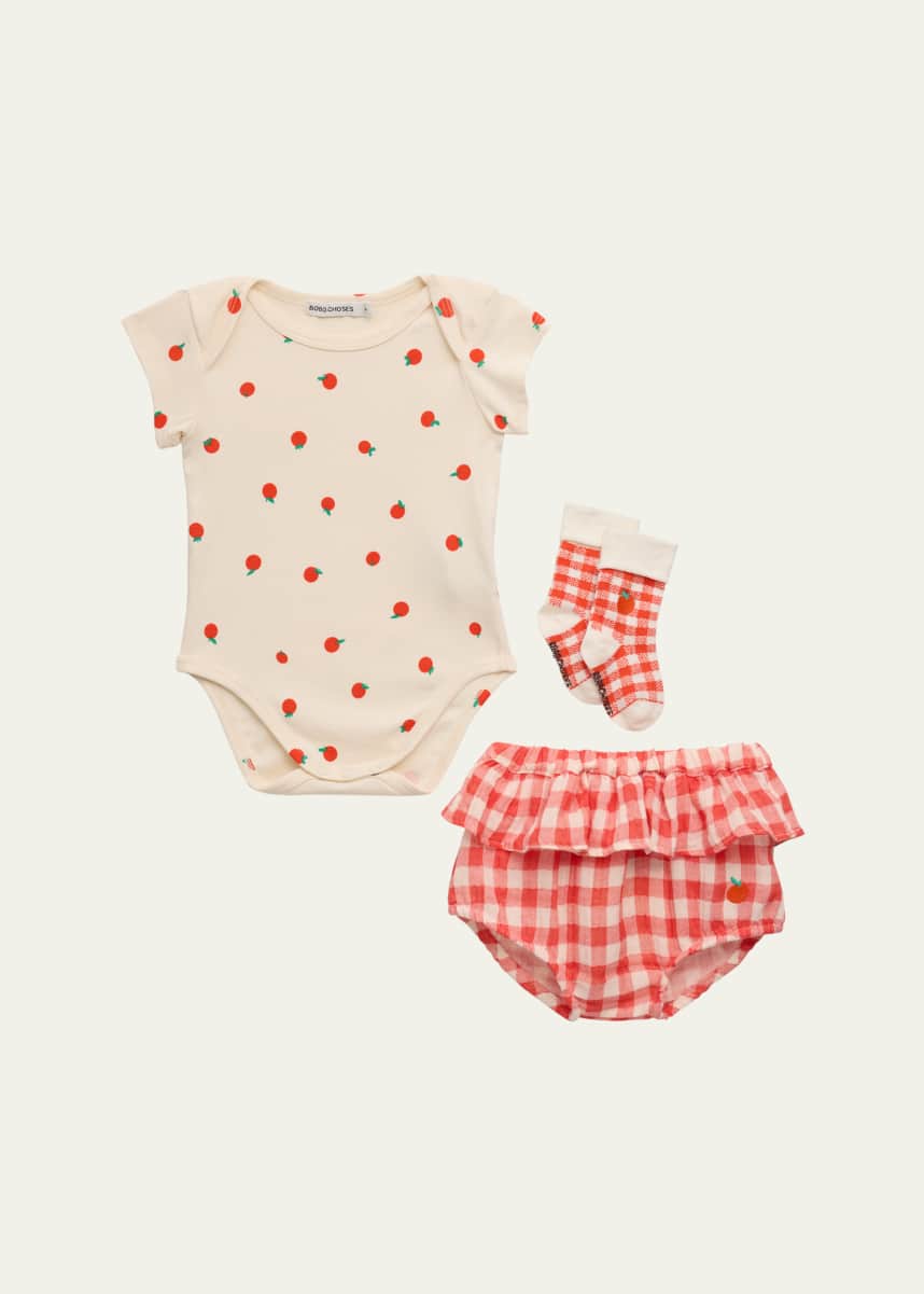 Bobo Choses Kid's Tomato Bodysuit and Vichy Bloomers Set, Size 3M-9M