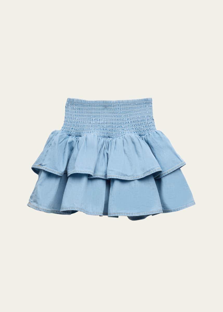 Molo Girl's Bonita Chambray Mini Skirt, Size 3-6