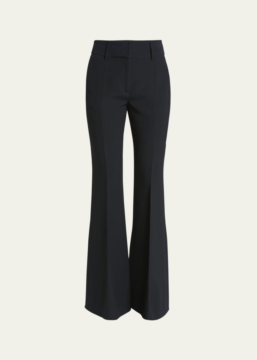 Gabriela Hearst Rhein High-Rise Pintuck Bootcut-Leg Crepe Pants