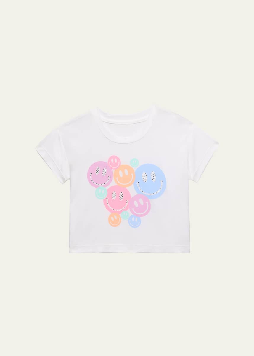 Flowers by Zoe Girl's Happy Face Graphic-Print Short-Sleeve T-Shirt, Size S-XL