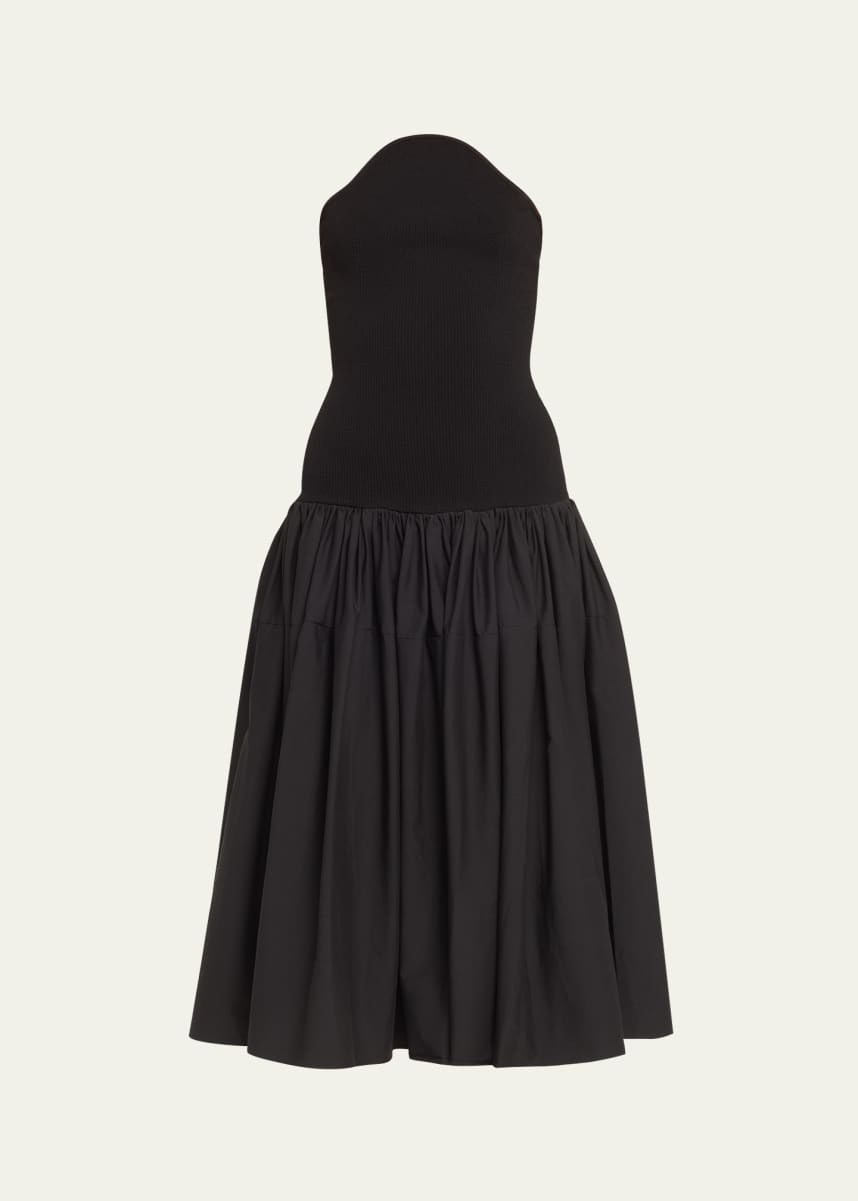 Alexis Kamali Strapless Combo Knit Midi Dress