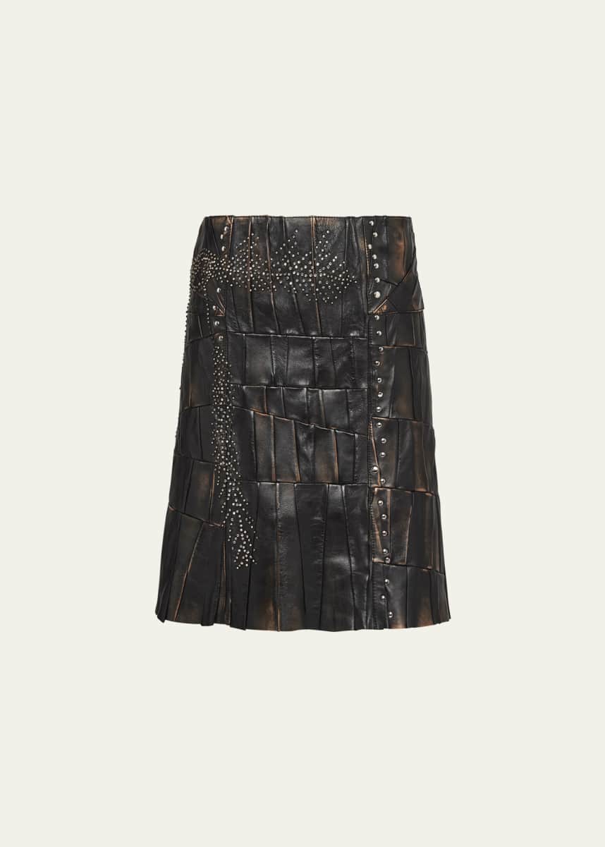 Prada Embroidered Nappa Leather Skirt