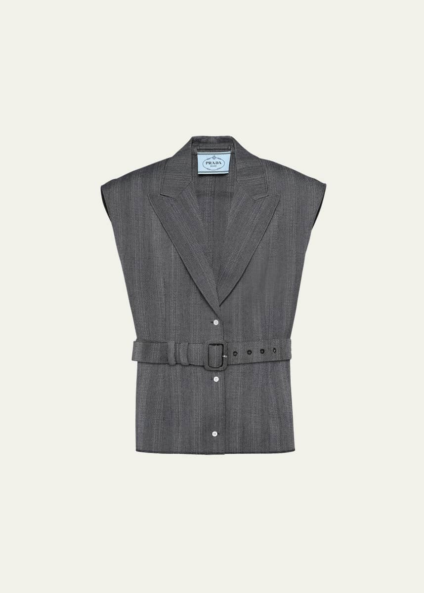 Prada Single-Breasted Pinstripe Wool Vest