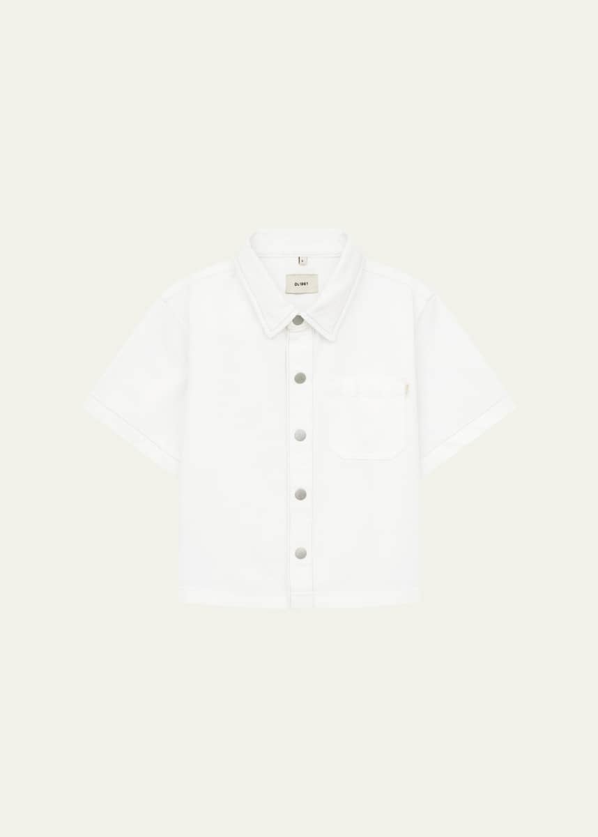 DL1961 Premium Denim Boy's Ash Denim Button Down Shirt, Size 2-6X