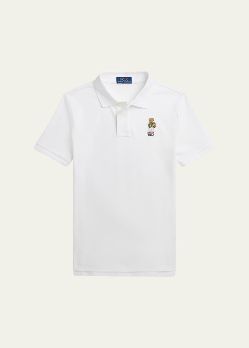 Ralph Lauren Childrenswear Boy's Mesh Polo Shirt Embroidered W/ Polo Bear, Size S-XL