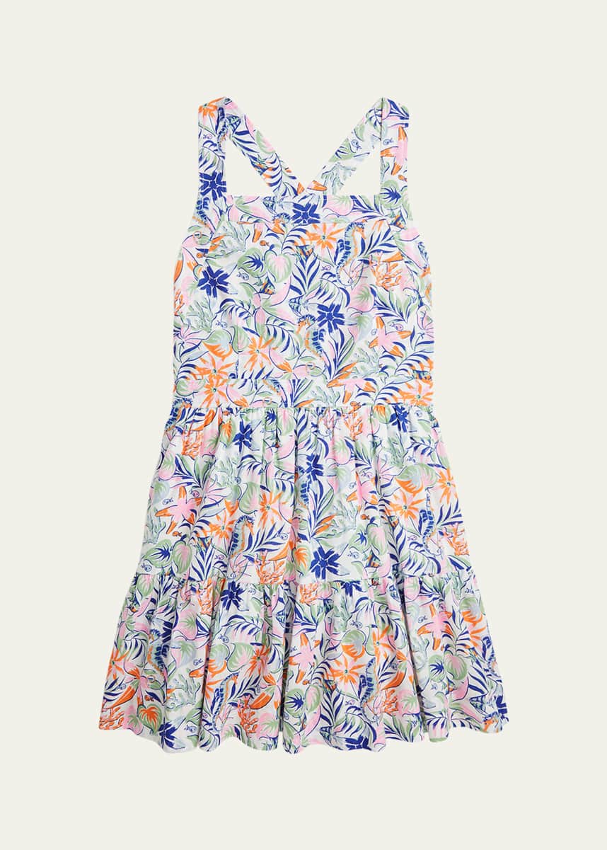 Ralph Lauren Childrenswear Girl's Tropical-Print Day Dress, Size 7-16