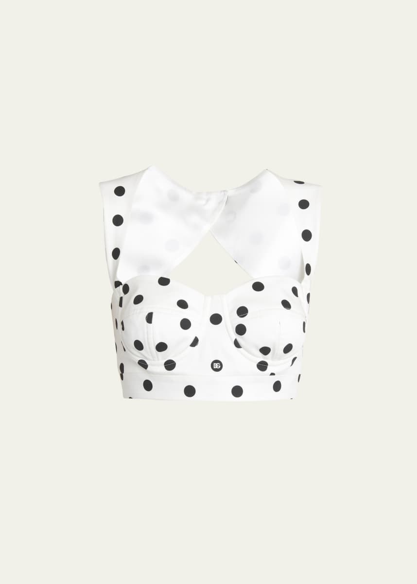 Dolce&Gabbana Polka-Dot Bustier Top with Open Back