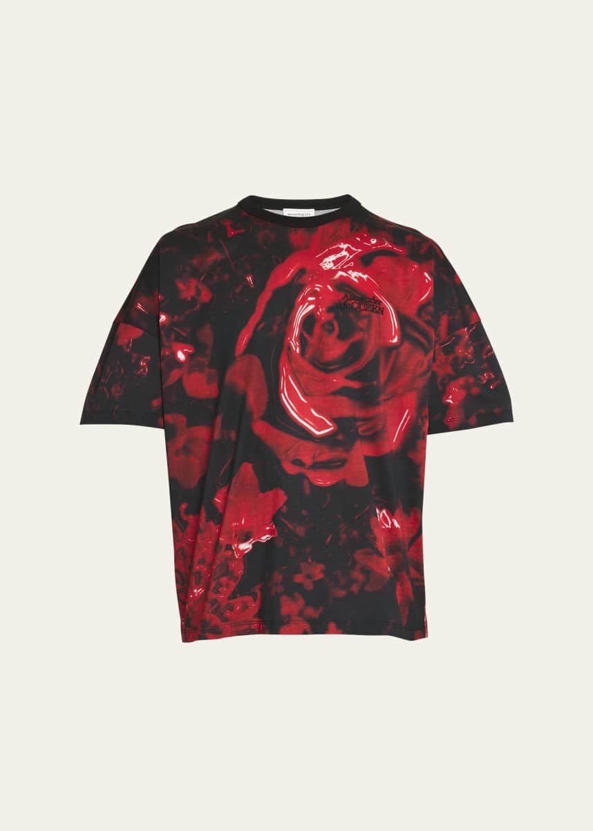 Alexander McQueen Men's Floral Wax Seal Print T-Shirt